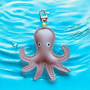Faux Leather Octopus Pink Bag Charm/ Keychain - NEW.